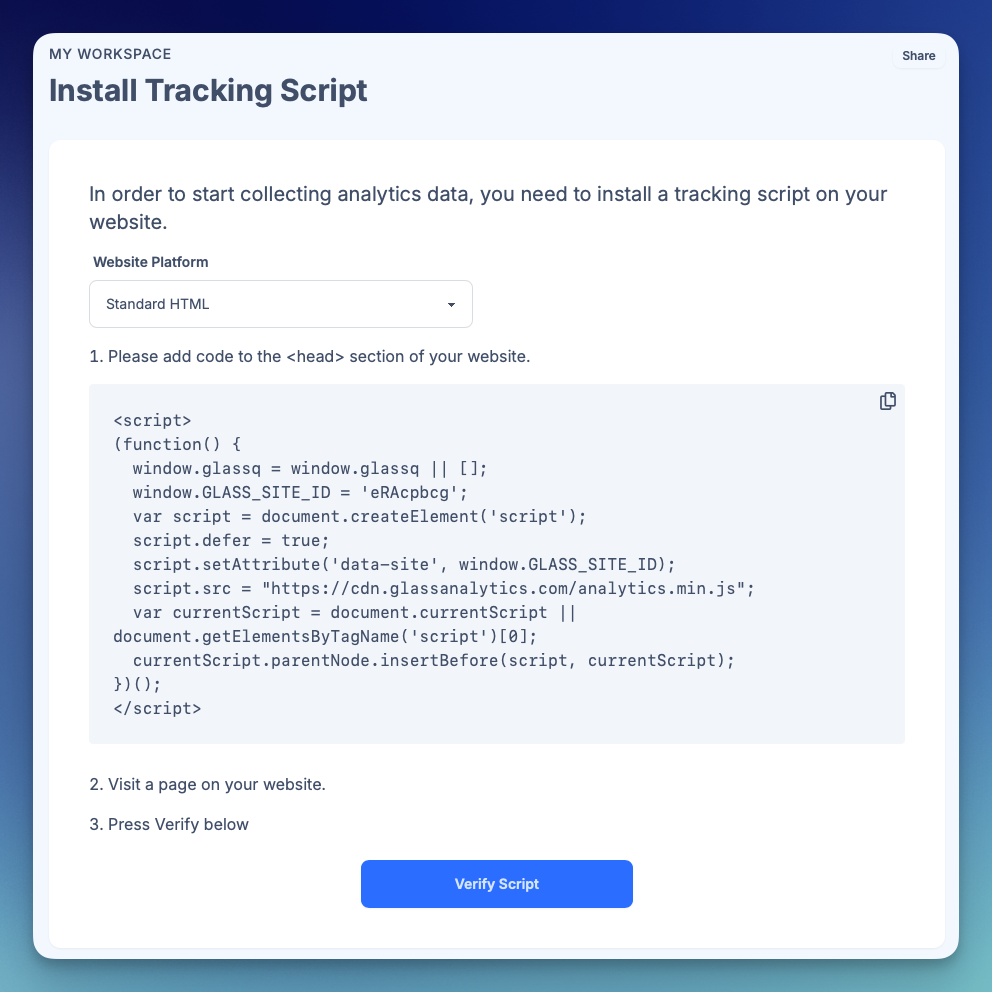 Install the tracking code