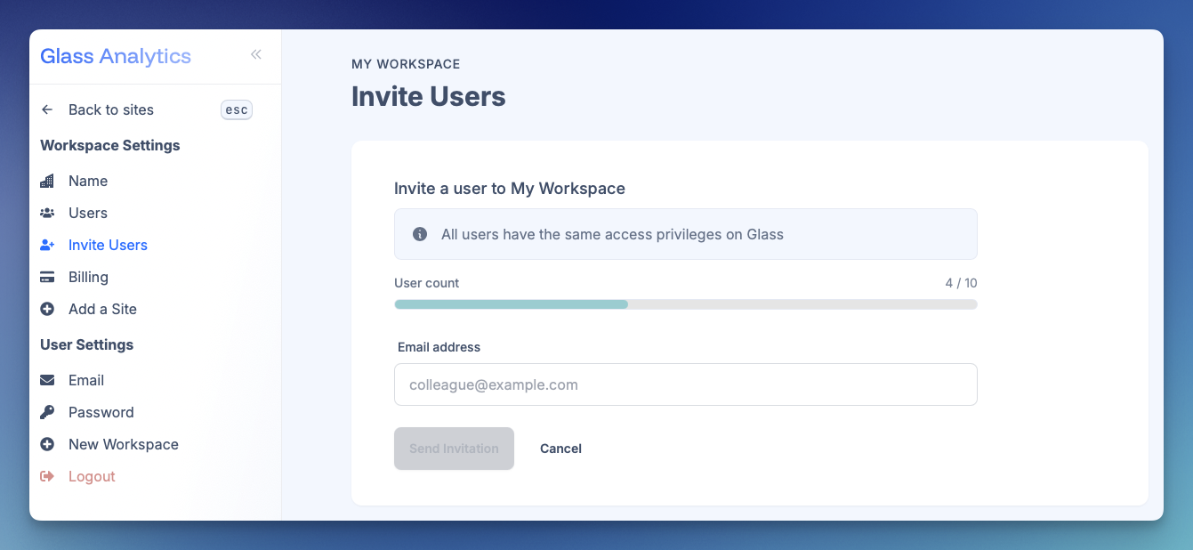 Invite users to your workspace
